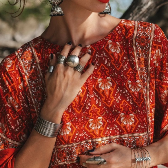 Boho Floral Print Tunic Mini Dress - Picture 3 of 12